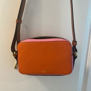Fossil leather camera crossbody bag